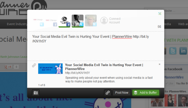 BufferBox Event Planners on Twitter and Facebook